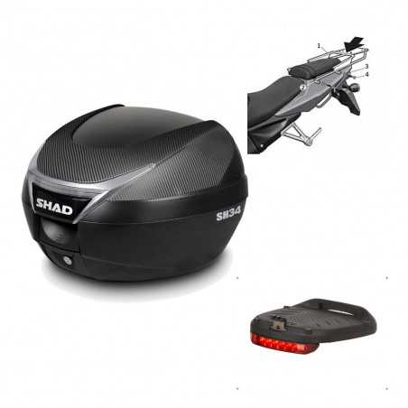 SHAD Baul trasero + herraje montaje luz de freno SH34 CARBON LOOK KIT-184697