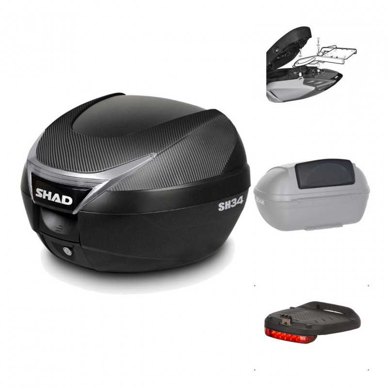 SHAD Baul trasero + herraje montaje accesorios SH34 CARBON LOOK KIT-184951