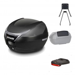 SHAD Baul trasero + herraje montaje accesorios SH34 CARBON LOOK KIT-185007