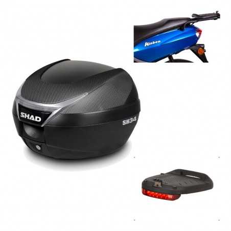 SHAD Baul trasero + herraje montaje luz de freno SH34 CARBON LOOK KIT-184857