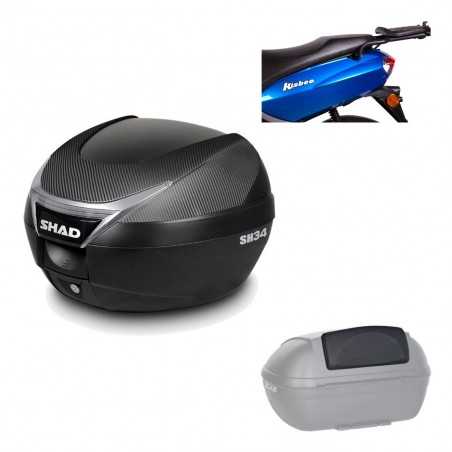 SHAD Baul trasero + herraje montaje respaldo de pasajero SH34 CARBON LOOK KIT-184858