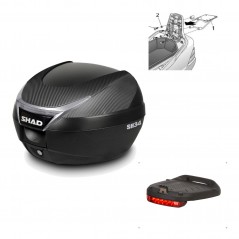 SHAD Baul trasero + herraje montaje luz de freno SH34 CARBON LOOK KIT-184905