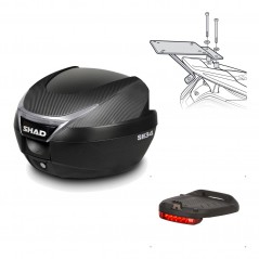 SHAD Baul trasero + herraje montaje luz de freno SH34 CARBON LOOK KIT-185057