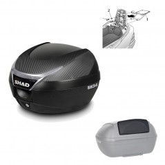 SHAD Baul trasero + herraje montaje respaldo de pasajero SH34 CARBON LOOK KIT-184906