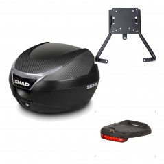 SHAD Baul trasero + herraje montaje luz de freno SH34 CARBON LOOK KIT-184805