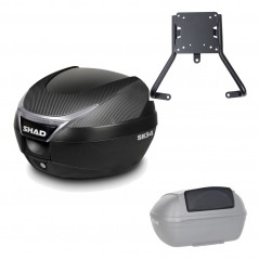 SHAD Baul trasero + herraje montaje respaldo de pasajero SH34 CARBON LOOK KIT-184806
