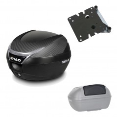 SHAD Baul trasero + herraje montaje respaldo de pasajero SH34 CARBON LOOK KIT-184706