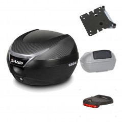 SHAD Baul trasero + herraje montaje accesorios SH34 CARBON LOOK KIT-184707