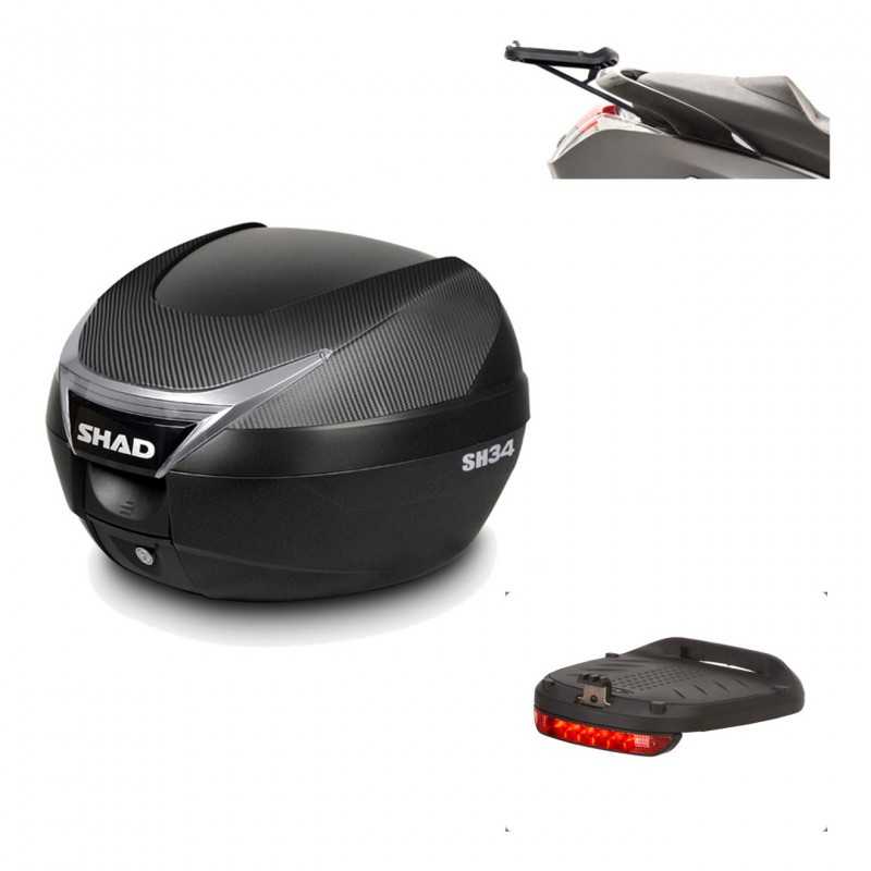 SHAD Baul trasero + herraje montaje luz de freno SH34 CARBON LOOK KIT-185109