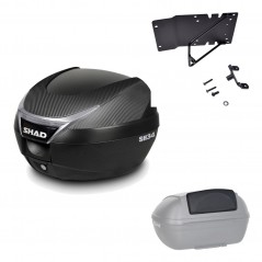 SHAD Baul trasero + herraje montaje respaldo de pasajero SH34 CARBON LOOK KIT-184962