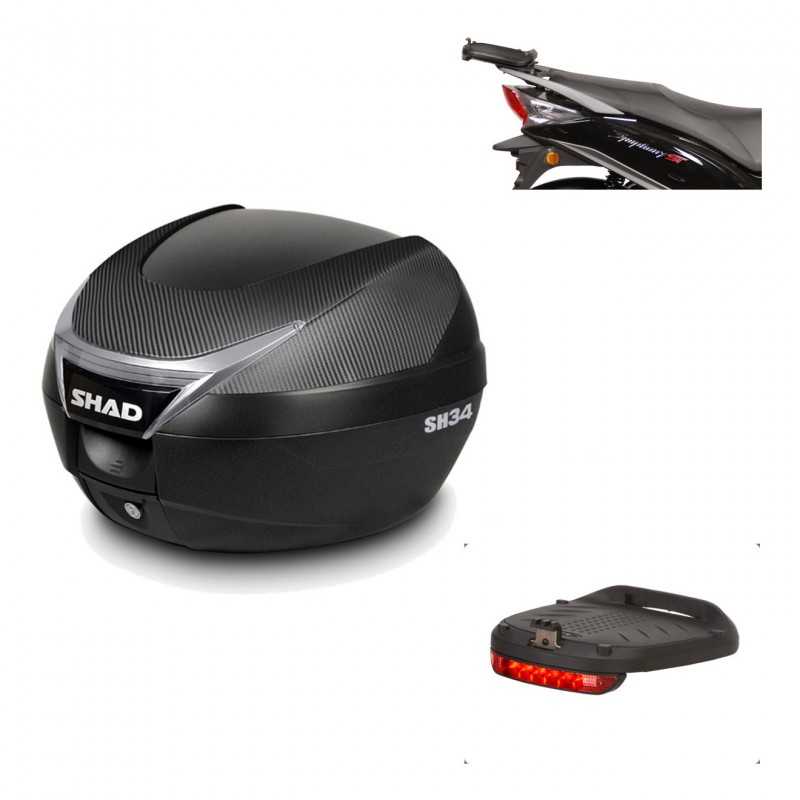 SHAD Baul trasero + herraje montaje luz de freno SH34 CARBON LOOK KIT-185065