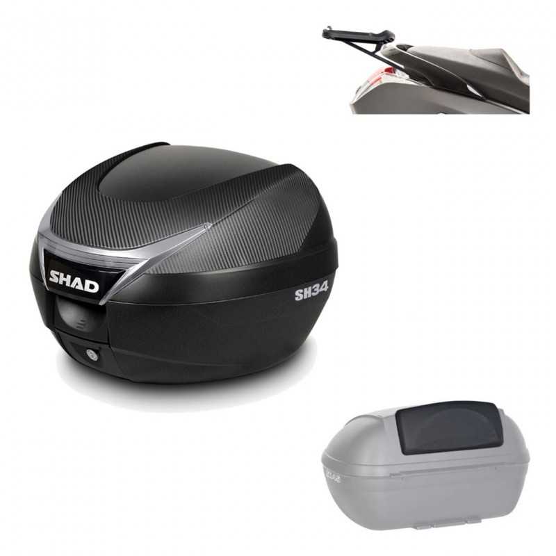 SHAD Baul trasero + herraje montaje respaldo de pasajero SH34 CARBON LOOK KIT-185110
