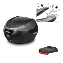 SHAD Baul trasero + herraje montaje luz de freno SH34 CARBON LOOK KIT-184709
