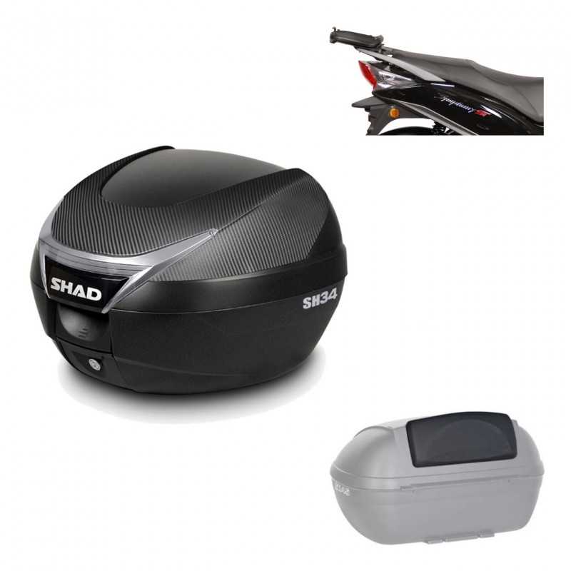 SHAD Baul trasero + herraje montaje respaldo de pasajero SH34 CARBON LOOK KIT-185066