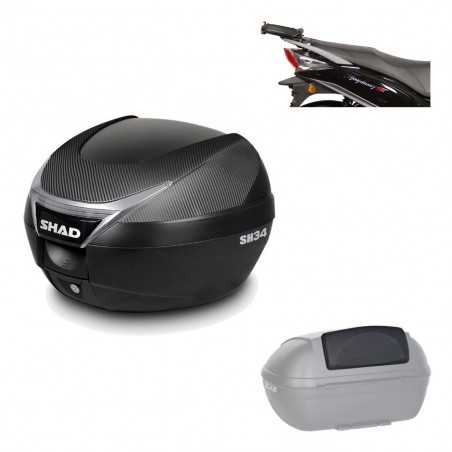 SHAD Baul trasero + herraje montaje respaldo de pasajero SH34 CARBON LOOK KIT-185066
