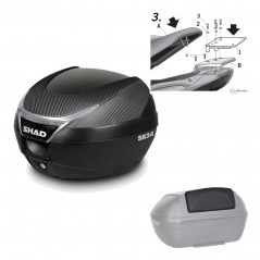 SHAD Baul trasero + herraje montaje respaldo de pasajero SH34 CARBON LOOK KIT-184710