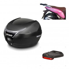SHAD Baul trasero + herraje montaje luz de freno SH34 CARBON LOOK KIT-184769