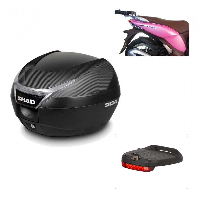 SHAD Baul trasero + herraje montaje luz de freno SH34 CARBON LOOK KIT-184769