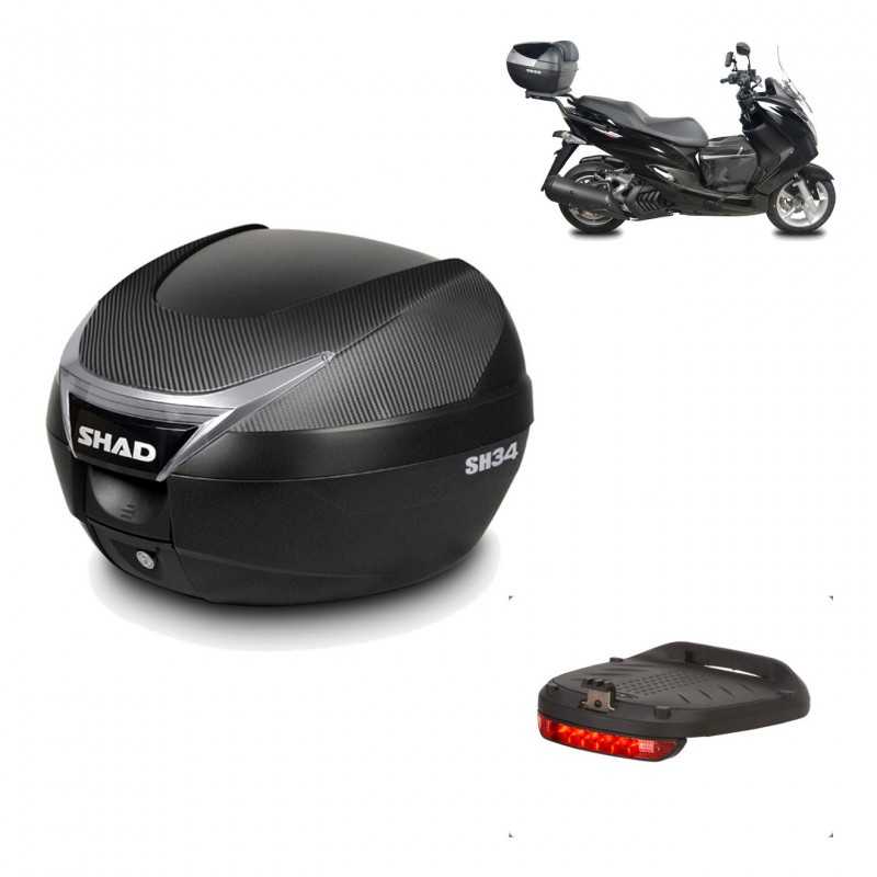 SHAD Baul trasero + herraje montaje luz de freno SH34 CARBON LOOK KIT-185069