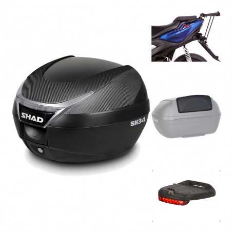 SHAD Baul trasero + herraje montaje accesorios SH34 CARBON LOOK KIT-184967