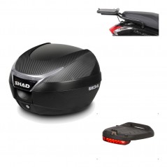 SHAD Baul trasero + herraje montaje luz de freno SH34 CARBON LOOK KIT-185113