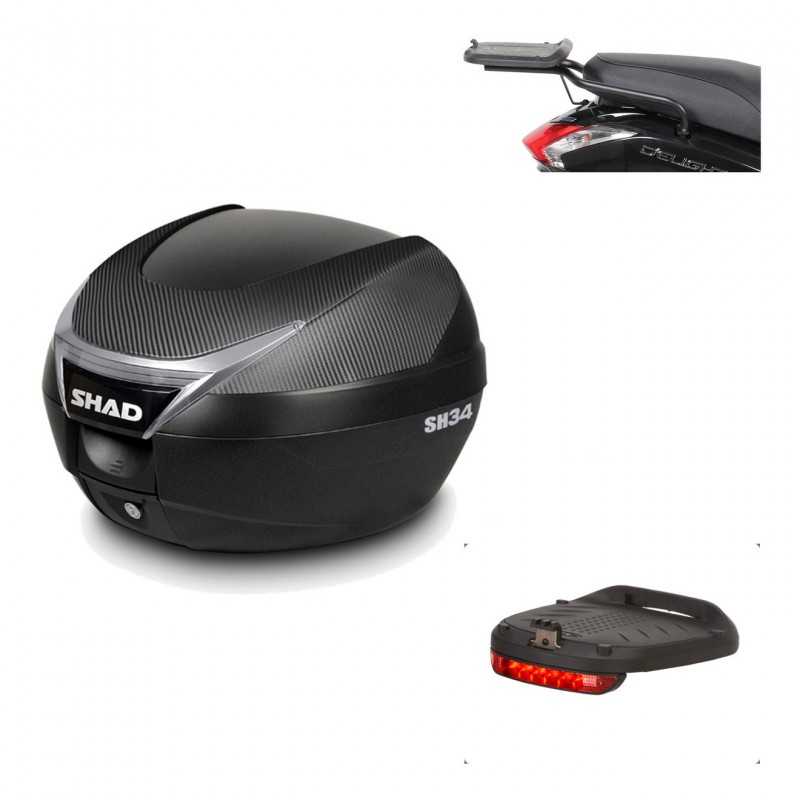 SHAD Baul trasero + herraje montaje luz de freno SH34 CARBON LOOK KIT-185113