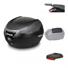 SHAD Baul trasero + herraje montaje accesorios SH34 CARBON LOOK KIT-185115