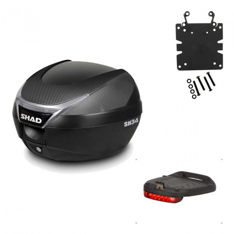 SHAD Baul trasero + herraje montaje luz de freno SH34 CARBON LOOK KIT-184717