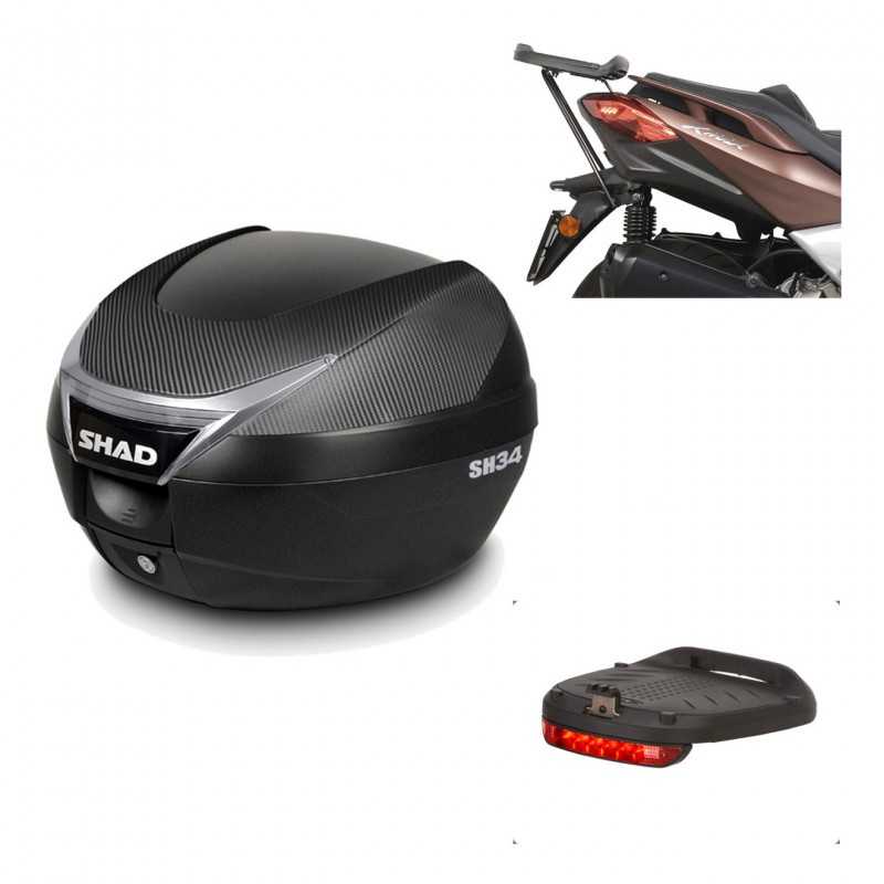 SHAD Baul trasero + herraje montaje luz de freno SH34 CARBON LOOK KIT-185221