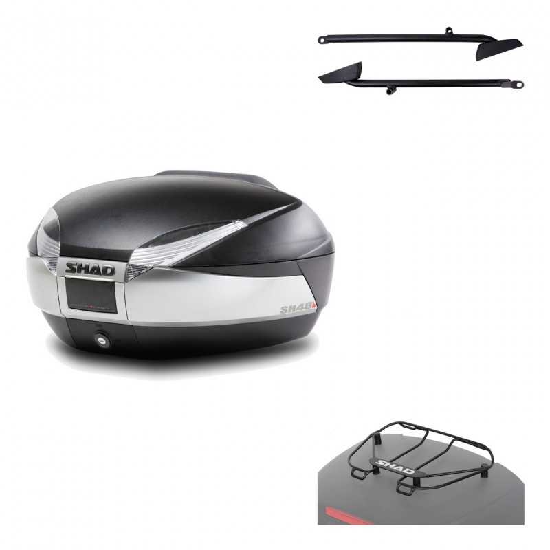 SHAD Baul trasero + herraje montaje parrilla portabultos superior SH48 TITANIUM PREMIUM KIT-185571