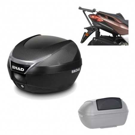 SHAD Baul trasero + herraje montaje respaldo de pasajero SH34 CARBON LOOK KIT-185222