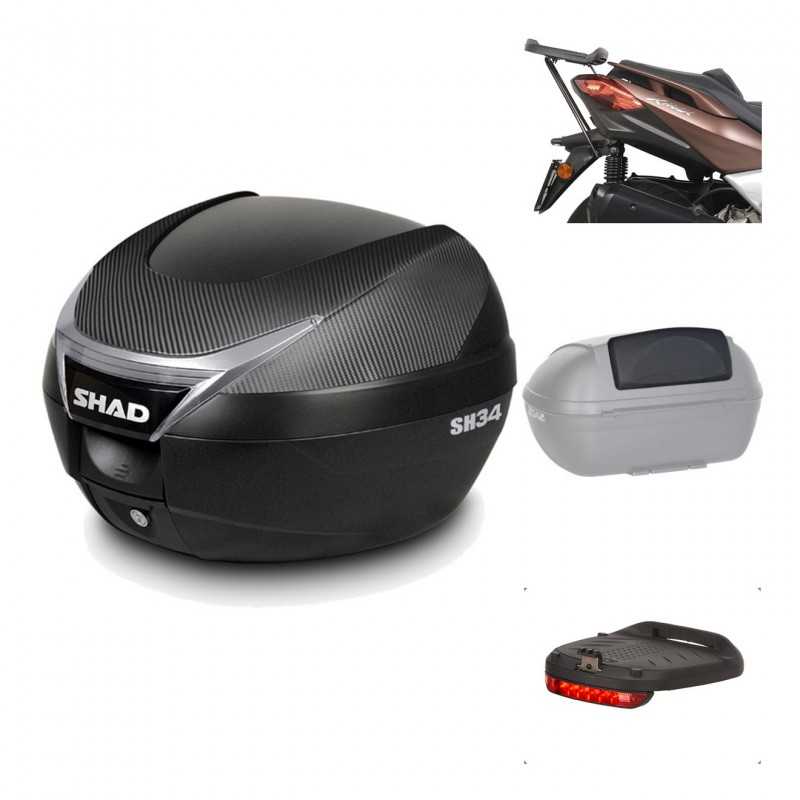 SHAD Baul trasero + herraje montaje accesorios SH34 CARBON LOOK KIT-185223