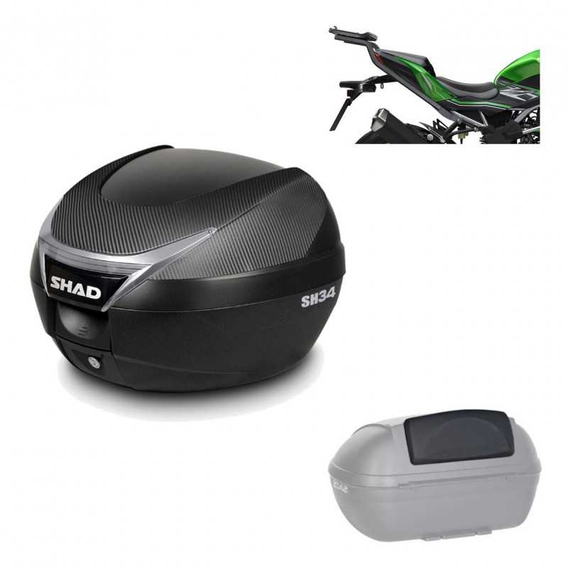 SHAD Baul trasero + herraje montaje respaldo de pasajero SH34 CARBON LOOK KIT-185174