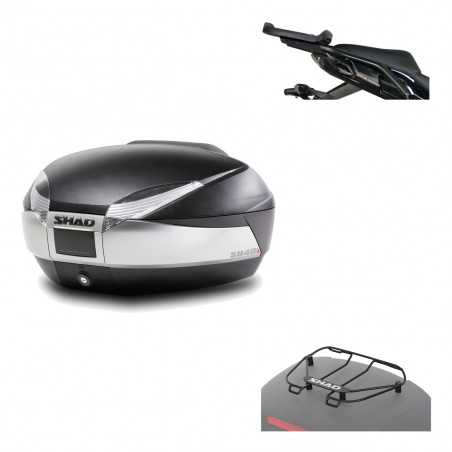 SHAD Baul trasero + herraje montaje parrilla portabultos superior SH48 TITANIUM PREMIUM KIT-185475