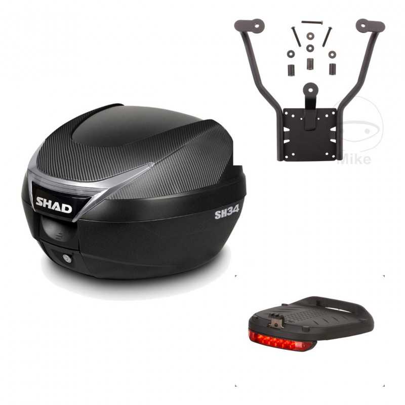 SHAD Baul trasero + herraje montaje luz de freno SH34 CARBON LOOK KIT-185129