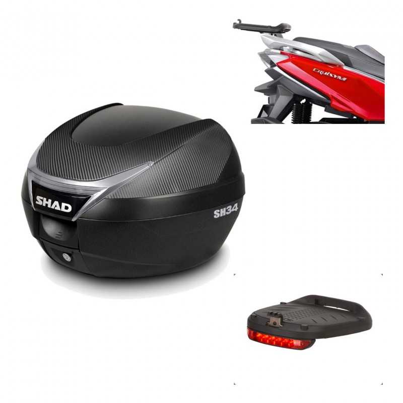 SHAD Baul trasero + herraje montaje luz de freno SH34 CARBON LOOK KIT-185229