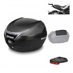 SHAD Baul trasero + herraje montaje accesorios SH34 CARBON LOOK KIT-185179