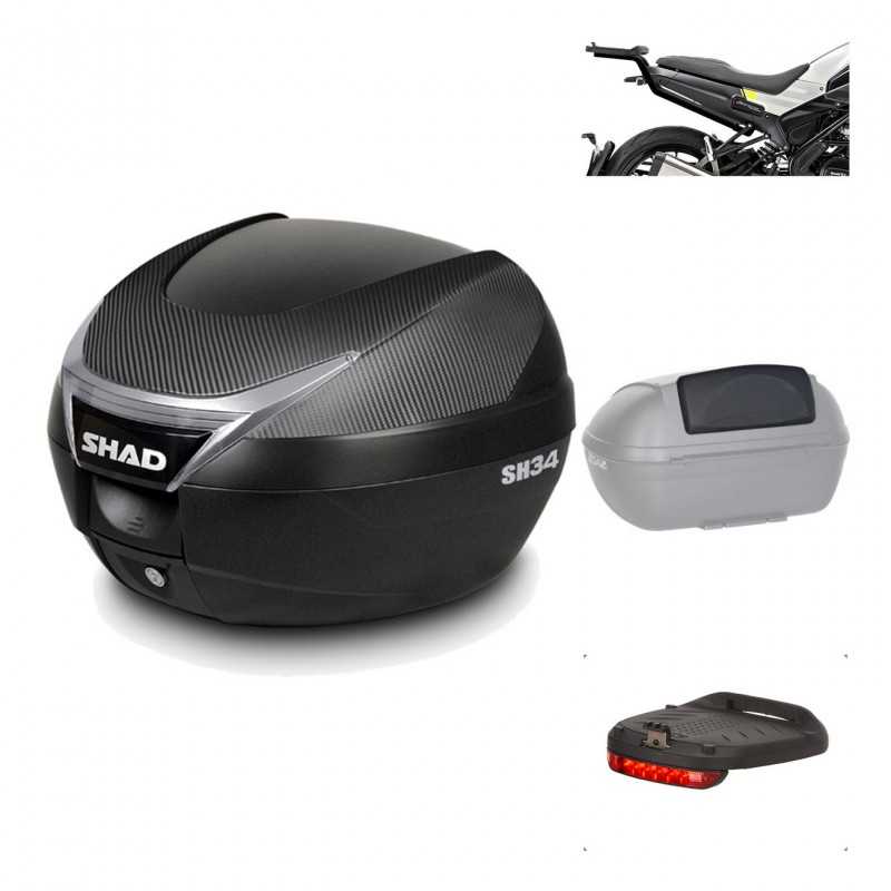 SHAD Baul trasero + herraje montaje accesorios SH34 CARBON LOOK KIT-185179