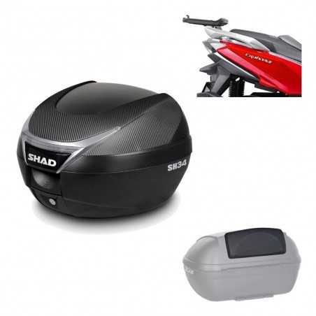 SHAD Baul trasero + herraje montaje respaldo de pasajero SH34 CARBON LOOK KIT-185230