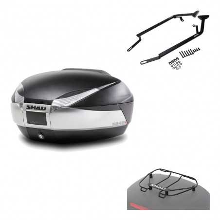 SHAD Baul trasero + herraje montaje parrilla portabultos superior SH48 TITANIUM PREMIUM KIT-185579