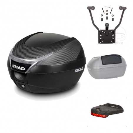 SHAD Baul trasero + herraje montaje accesorios SH34 CARBON LOOK KIT-185131