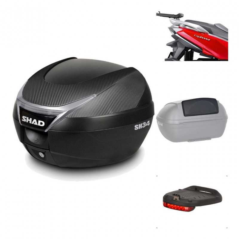 SHAD Baul trasero + herraje montaje accesorios SH34 CARBON LOOK KIT-185231