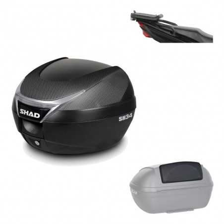 Back trunk + top small fitting + passenger support  SH34 CARBON LOOK