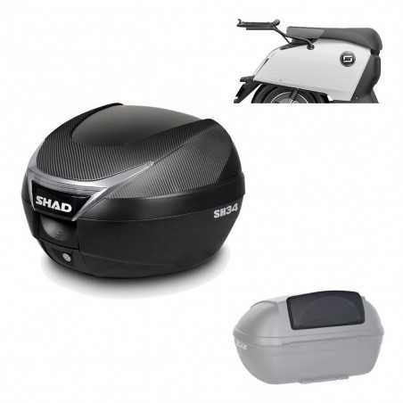 SHAD Baul trasero + herraje montaje respaldo de pasajero SH34 CARBON LOOK KIT-185234