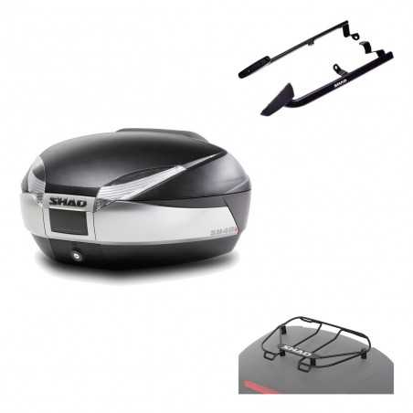 SHAD Baul trasero + herraje montaje parrilla portabultos superior SH48 TITANIUM PREMIUM KIT-185435