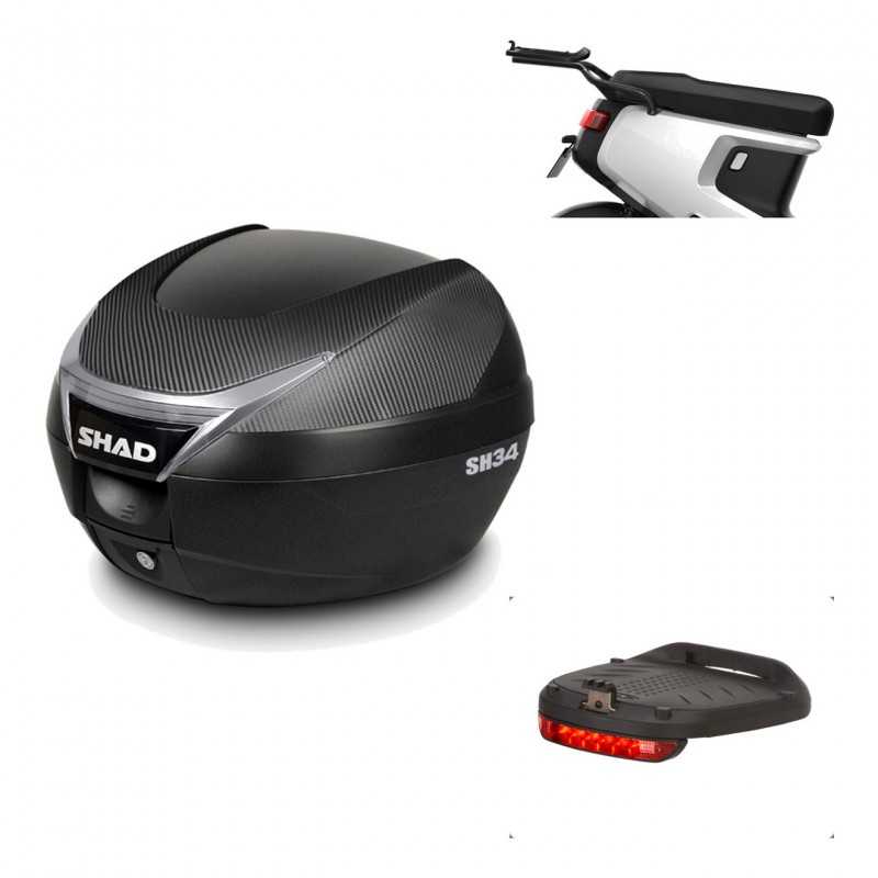 SHAD Baul trasero + herraje montaje luz de freno SH34 CARBON LOOK KIT-185185