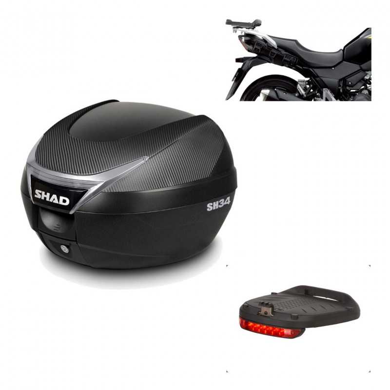 SHAD Baul trasero + herraje montaje luz de freno SH34 CARBON LOOK KIT-185137