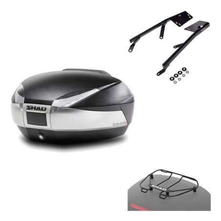SHAD Baul trasero + herraje montaje parrilla portabultos superior SH48 TITANIUM PREMIUM KIT-185483