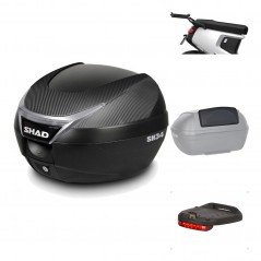 SHAD Baul trasero + herraje montaje accesorios SH34 CARBON LOOK KIT-185187