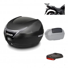 SHAD Baul trasero + herraje montaje accesorios SH34 CARBON LOOK KIT-185139